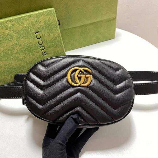 GUCCI MARMONT QUILTED LEATHER BELT BAG 476434  (18*11*15cm)